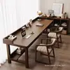 Escritorio de madera maciza escritorio largo sala de estar dormitorio estudio escritorio de estudio para dos personas doble capa contra la pared escritorio estrecho para computadora Xuan Yi