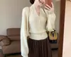 Conjunto de duas peças de cardigã de tricô estilo Han para mulheres, look com atmosfera de outono, conjunto simples de xale