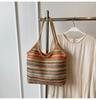 Bolsa Tote Arcoíris Color Caramelo para Mujer 2024 Nueva Bolso Tejido de Playa Gran Capacidad Más Fácil de Combinar Bolso de Hombro Bajo el Brazo
