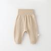 Pantalones de bebé de cintura alta que protegen la barriga, de algodón puro para primavera y otoño, con parte inferior ancha, estilo leggings para bebé con entrepierna abierta y botones de presión
