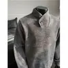 Moletom Masculino de Lurex Prata Estilo Americano Zíper Diagonal Gola Alta Camiseta de Manga Longa Camada Base Nova