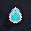 Anillo de tremolo seleccionado estrictamente de imitación de turmalina Paraiba natural, anillo de gota de agua con forma de pera azul y verde Diana