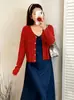 Jaqueta casual fina versátil plus size 2026 outono cardigã de tricô solto para mulheres plus size, top curto