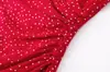 Vestido de Verano para Mujer de Estilo Europeo y Americano 2024, Nuevo, Cuello en V, Estampado Floral Rojo, Manga Corta 23075