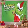 Tela de fondo temática de Grinch navideño de alta venta transfronteriza de Temu con impresión de alta definición para decoración de fotos de fiesta, en stock