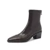 ¡Celebra el Festival del Medio Otoño! Botas elásticas de tacón grueso y punta cuadrada, botas ajustadas, nueva colección otoño 2026, botines con forro de felpa, botas para mujer de talla grande, tallas 34-42