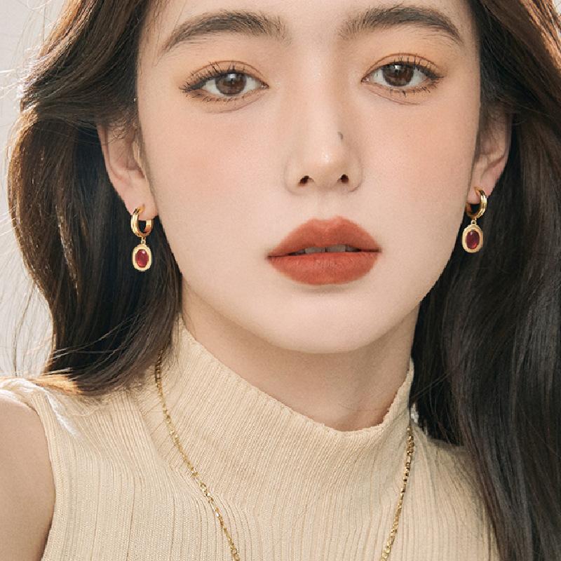 2207025 (1)原创复古红玛瑙耳环天然贝母高级小众设计