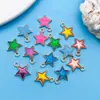 Paquete Mixto Transfronterizo de 14 Piezas de Colgantes de Estrella de Cinco Puntas con Goteo de Aceite de 7 Colores Materiales para Accesorios de Joyería de Pulsera Creativa DIY Llavero