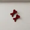 Presilha de Cabelo Laço Pérola Veludo Vermelho Presilha Pequena Fofa para Franja Presilha Lateral para Testa Feminina Dupla Presilha Novo Acessório de Cabelo
