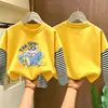 Camiseta de manga larga para niño 2026 nuevo modelo, camiseta básica de dibujos animados para niño, camiseta interior de algodón puro a rayas para otoño, estilo primavera y otoño