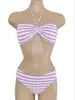 Traje de baño coreano nuevo, fresco y sencillo, de color sólido, sexy, para aguas termales, para mujer con poco busto, diseño de dos piezas a rayas