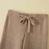 Pantalones de Lana para Mujer para Otoño e Invierno, Pantalones de Pierna Ancha de Cintura Alta, Ropa Exterior de Punto Holgado de Cachemir de Pierna Recta, Pantalones Largos Gruesos y Forrados de Polar, de Caída Suelta