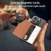 Compatible con Apple y Android, tarjetero magnético universal para teléfono de cuero PU con ranura para tarjeta extraíble y anillo magnético MagSafe