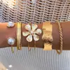 Moda Retro Transfronteriza Europea y Americana Pulseras en Capas Exageradas Geométricas Simples Patrón de Olas Flor Abierta Lisas
