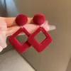 Brincos Quadrados Geométricos com Floco, Estilo Outono-Inverno, Simples e Versáteis, Toque de Luxo Leve e Sofisticado, Acessórios de Orelha com Floco