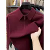 Venta al por mayor transfronteriza de suéteres gruesos de punto con cuello de solapa y media cremallera para hombres de mediana edad, nuevo jersey cálido de capa base para otoño e invierno