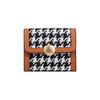 Online hot-selling houndstooth lona pequena carteira feminina curto contraste cor dobrável moeda bolsa multi-cartão fivela Bolsa de moda