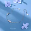 Pulseira Floral de Prata de Lei S925 com Resina Roxa para Mulheres, Micro-incrustada com Brilho Deslumbrante, Joias de Luxo Leve de Nicho de Alta Qualidade para Venda por Atacado