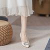 Zapatos de tacón alto talla grande 9833-5 para mujer punta fina 2024 nuevo temperamento blanco zapatos de primavera otoño verano tacón fino no cansan los pies
