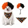 Perucas Fantasia de Halloween Capuzes Lenços Triangulares Conjunto Suprimentos para Animais de Estimação Fabricante Em Estoque