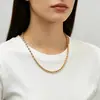 Collar rectangular de diamantes versátil europeo y americano transfronterizo, joyería exquisita de acero inoxidable para el día a día, collar delgado con incrustaciones de circonita estilo ins