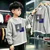 Camiseta Waffle de Manga Longa para Meninos 2026 Nova Coleção Primavera e Outono Pulôver para Bebê Menino Camisa Base Estilosa Falsa de Duas Peças Camiseta da Moda