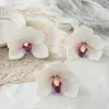 Cabeza de Flor de Orquídea de Algodón de Silicona 3D Simulada Se Siente Flor Artificial Flor de Orquídea Pared de Flores Flor Artificial Decoración de Boda para el Hogar
