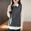 Colete Tricot Gola Redonda Fio 100% Algodão Sem Mangas Feminino 2025 Primavera Outono Novo Estilo Cor Sólida Solto Pulôver Camada Superior Sem Mangas Feminino