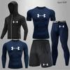 Traje esportivo transfronteiriço masculino para fitness, calça legging de secagem rápida, seda gelada, equipamento de corrida, traje para corrida matinal, traje de treino para basquete, atletismo