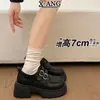 Zapatos Mary Jane de Cuero Genuino con Plataforma de Suela Gruesa para Mujer Tacón Grueso Británico Zapatos Pequeños de Cuero Estilo Academia Zapatos Individuales Japoneses JK