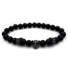 Nueva Llegada Moda Hombre Pulsera de Dije Corona de León 8mm Cuentas Escarchadas Negras Joyería Regalo
