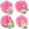 Molde de Silicone Forma de Cachorro Flor Filhote Pachacco para Chocolate Doce Fondant Palito Sorvete Bolo Decoração de Assar
