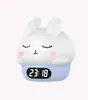 Despertador de Conejo Tímido Transfronterizo Luz Nocturna Colorida Reloj Multifuncional Pantalla de Temperatura Carga USB Luz Ambiental de Mesita de Noche
