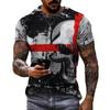 Comércio exterior transfronteiriço camiseta solta moda verão moda masculina casual simples impressão 3d gola redonda manga curta camiseta