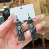 Pendientes de Gancho Estilo Étnico Retro Lujo Ligero con Borlas de Frutas, Pendientes Largos Hechos a Mano de Gama Alta Bohemia, Pendientes Versátiles