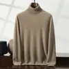 Nuevo Suéter de Cachemira de Montaña para Hombre Otoño e Invierno Suéter de Punto de Cuello Alto Holgado Talla Grande Cárdigan Camisa Base Interior para Hombre
