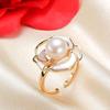 Anel de Pérola de Água Doce Genuína Branco em Formato de Pão Flor de Montanha Anel DIY Simples Versátil Elegante Joias Atacado Dropshipping