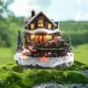 Casa de Trem de Natal Transfronteiriça Papai Noel Cedro Acrílico Decoração de Chão Pingente Inserção Decoração de Vaso de Planta