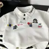 Conjunto de Polo con Cuello y Mangas Cortas para Hombres, Mujeres y Niños, Conjunto de Moda de Dos Piezas Bordado de Moda