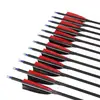 Arco recurvo composto huwairen tiro com arco 30 polegadas 2 vermelhas 1 preta penas naturais fibra de carbono mista flechas flechas para treino de alvo