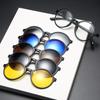 Set de gafas de sol magnéticas para hombre y mujer estilo coreano montura redonda clip reemplazable gafas de sol polarizadas en stock al por mayor 2280