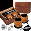 Conjunto de Taças de Vinho de Madeira para Whiskey Amazon 304 Pedras de Gelo para Vinho Conjunto de Vinho de Luxo Taça Dupla Conjunto de Caixa de Madeira