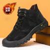 Sapatos Masculinos de Algodão com Superfície de Couro, Botas de Neve Grossas de Cano Alto para Exterior com Forro de Lã, Sapatos Quentes de Trabalho para Proteção do Trabalho, Sapatos Esportivos Masculinos Transfronteiriços