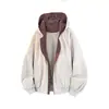 Jaqueta masculina com capuz de outono é respirável, confortável, casual, simples, cor sólida, manga longa, adequada para o trajeto diário, clássica e jovial
