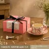 Juego de Regalo Práctico de Cerámica para Taza de Café y Platillo, Taza Personalizada para el Té de la Tarde, Sensación de Lujo Ligero y Gama Alta, Regalo Festivo