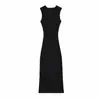Vestido de punto sin mangas para mujer, primavera/verano, corte ajustado, elegante, ajustado al cuerpo, vestido largo tipo top de tirantes