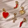 Mistério Óleo Vermelho Pingando Múltiplos Acessórios Coração Salto Alto Cruz Pingente Colar Clavícula Moda Nicho Estilo Popular