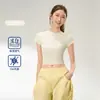 Camiseta deportiva de verano, ropa de fitness y yoga de secado rápido, top con diseño que ciñe la cintura, ropa de Pilates y fitness ajustada