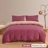 Funda de almohada con bolsillo, funda nórdica de tela cepillada de color liso, juego de tres piezas transfronterizo, funda nórdica de plumón, ropa de cama textil para el hogar de fibra ultrafina