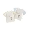 Camiseta de verano fina de manga corta con oso arcoíris para niños y niñas de 0 a 3 años, top de bebé de media manga
